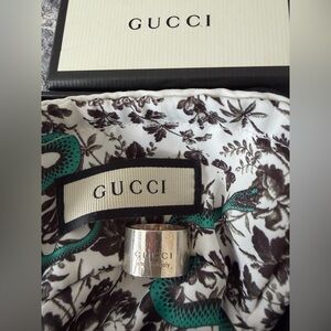 Gucci made in Italy sterling Silver 925 Ribbed Wide Band Ring-floral bag/box-sz5